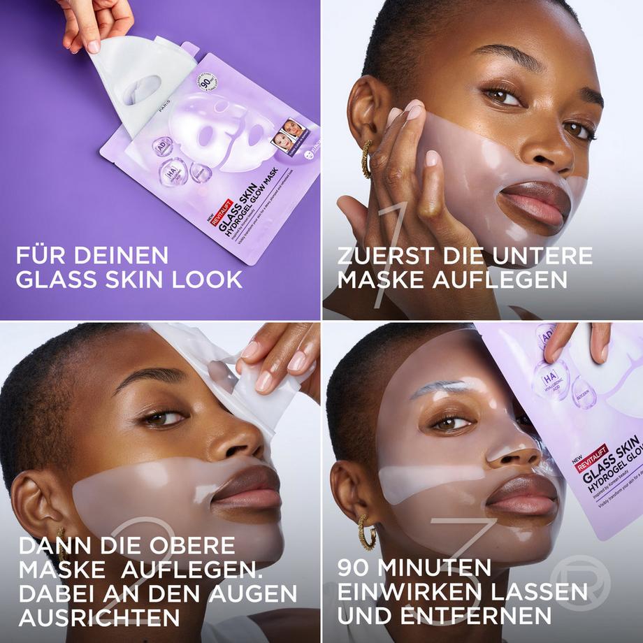 L'Oréal Paris  Revitalift Filler Glass Skin Hydrogel Glow Mask 4er Box 