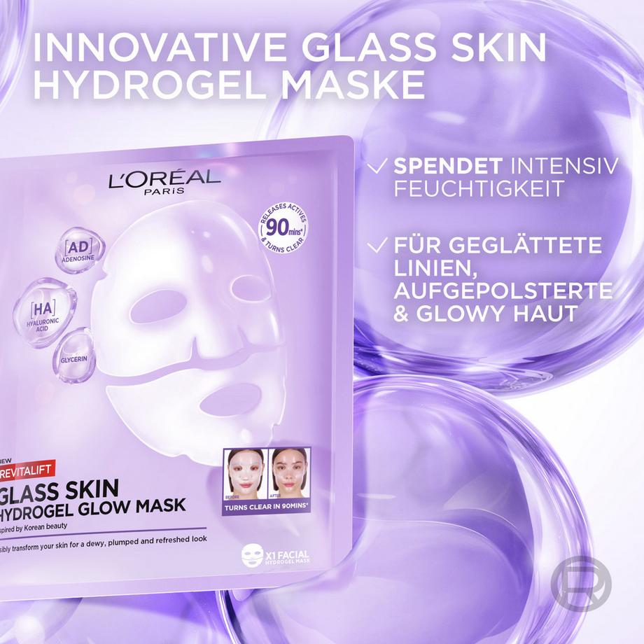 L'Oréal Paris  Revitalift Filler Glass Skin Hydrogel Glow Mask 4er Box 