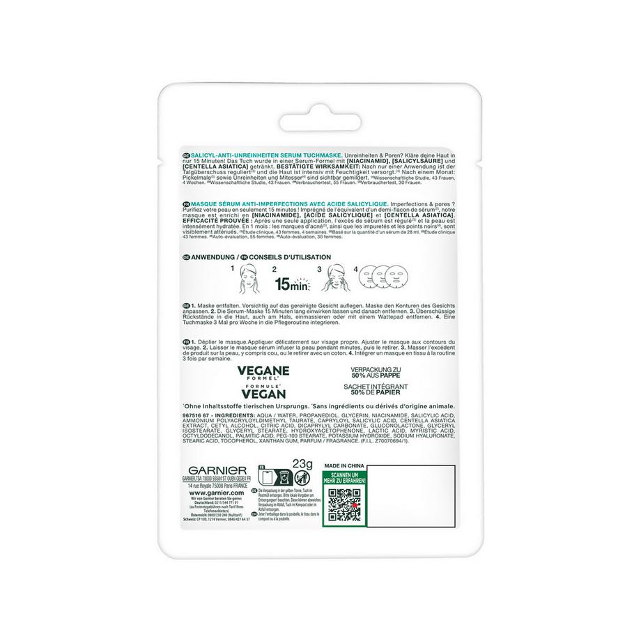 GARNIER  Masque sérum anti-imperfections Salicylic Hautklar 