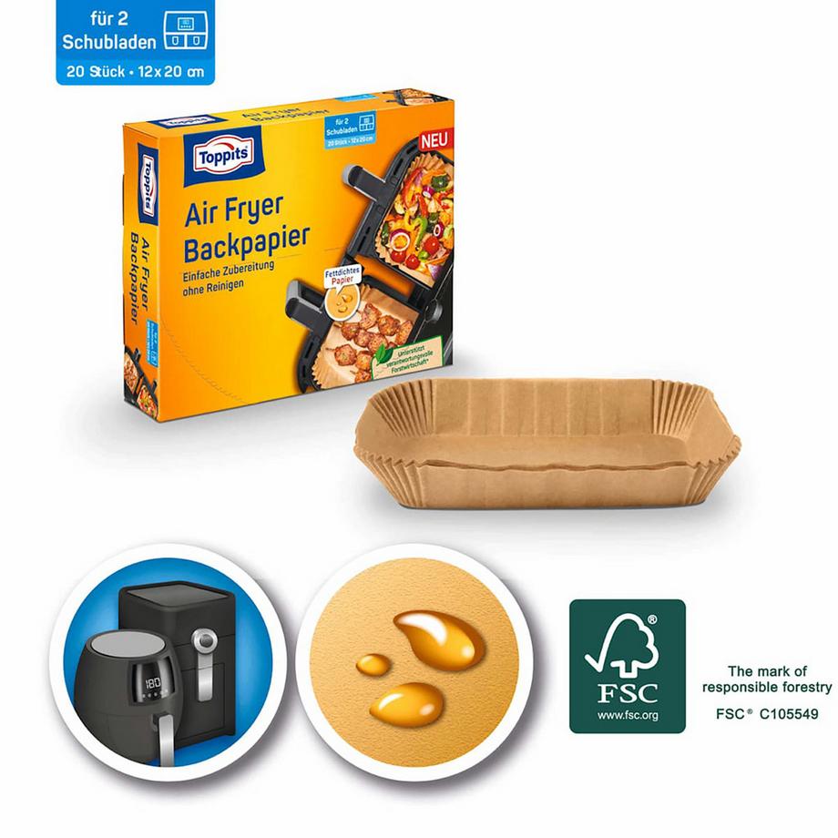Toppits Backpapier Air Fryer Backpapier 12x 20cm 