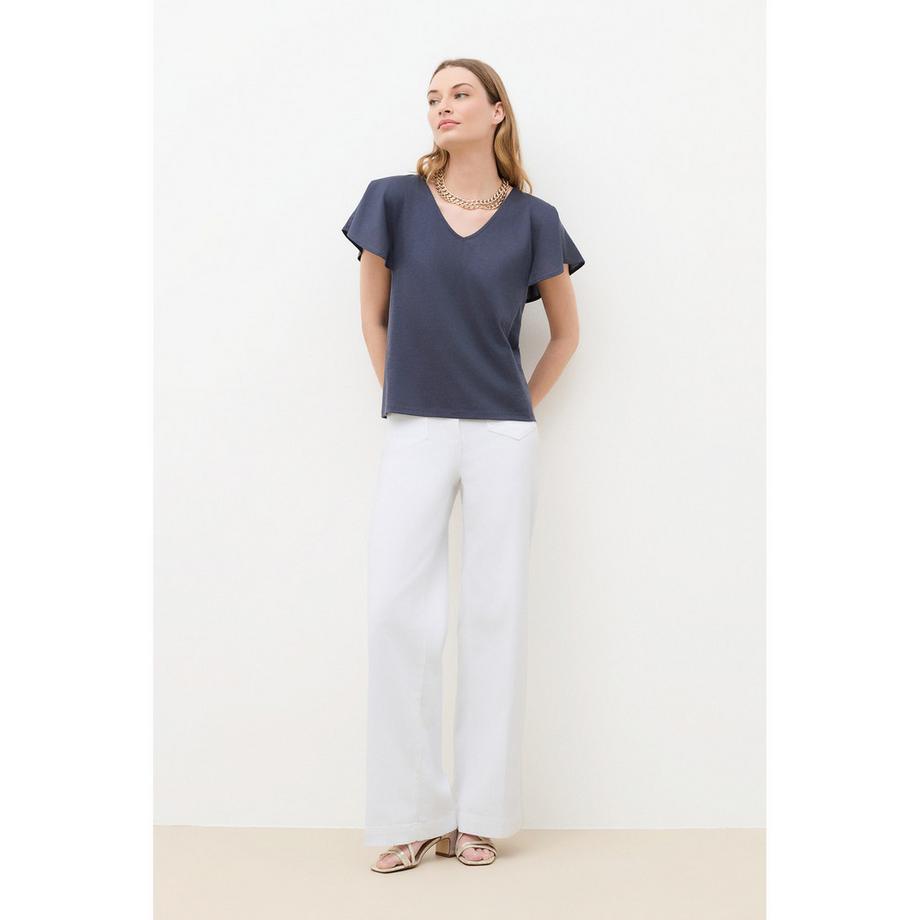 Caroll V-Ausschnitt T-Shirt mit flatternden Ärmeln  