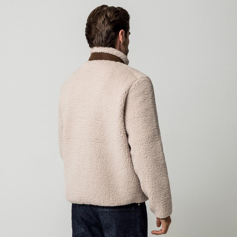 Manor Man Veste en polaire Sherpa avec panneau contrasté  