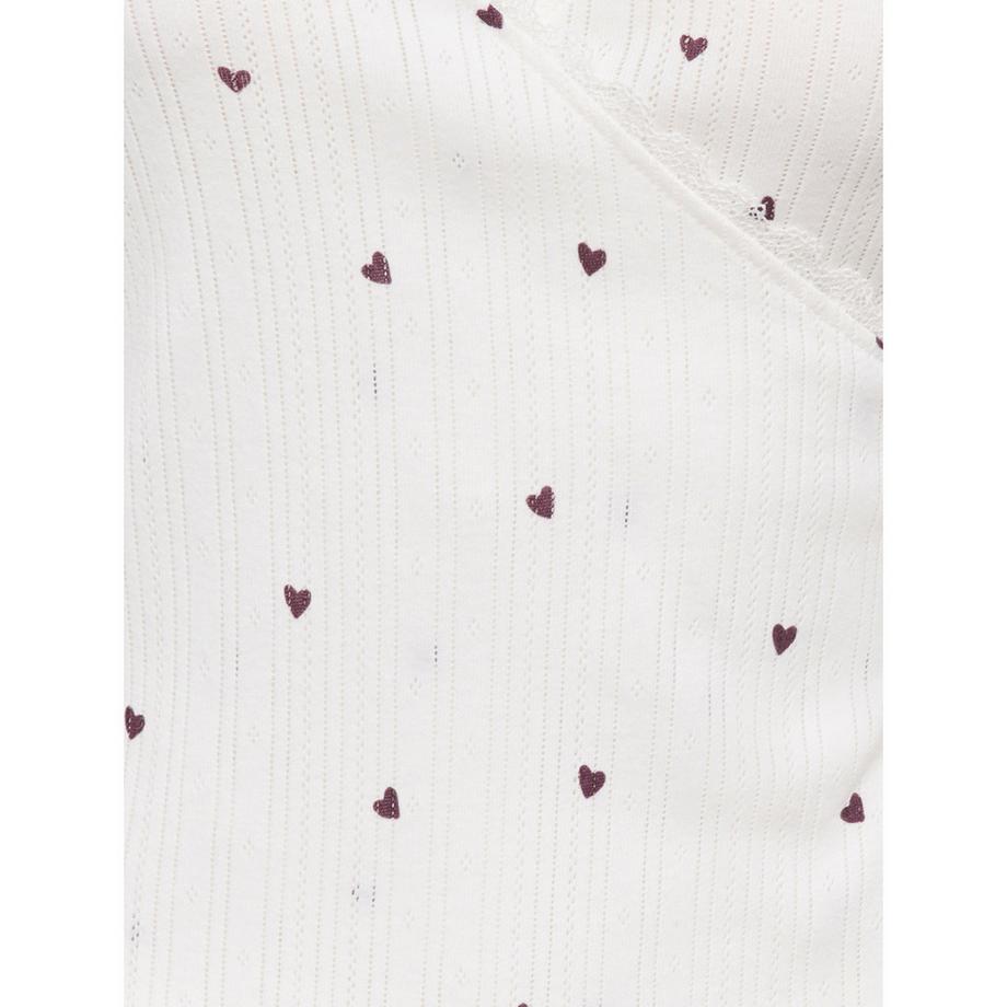 Only Lingerie Chemise à manches longues avec imprimé cœur et wrap  
