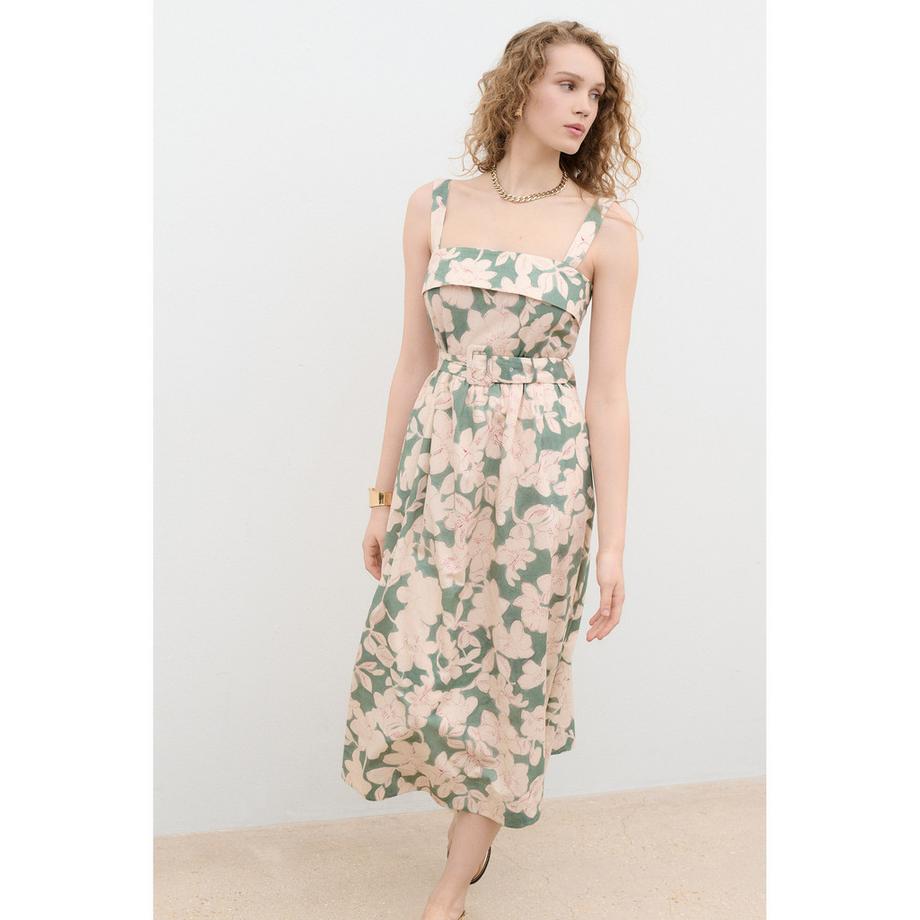 Caroll Geblümtes Midi Kleid  