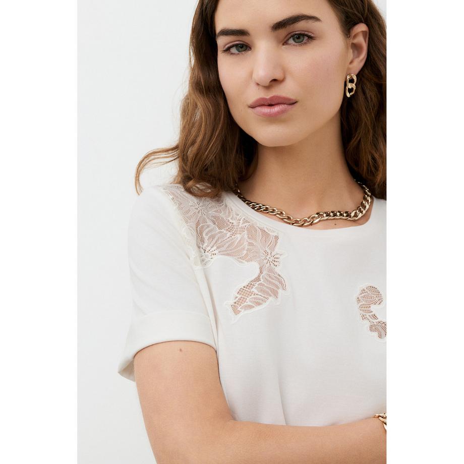 Caroll Kurzarm T-Shirt mit Spitzendetails  