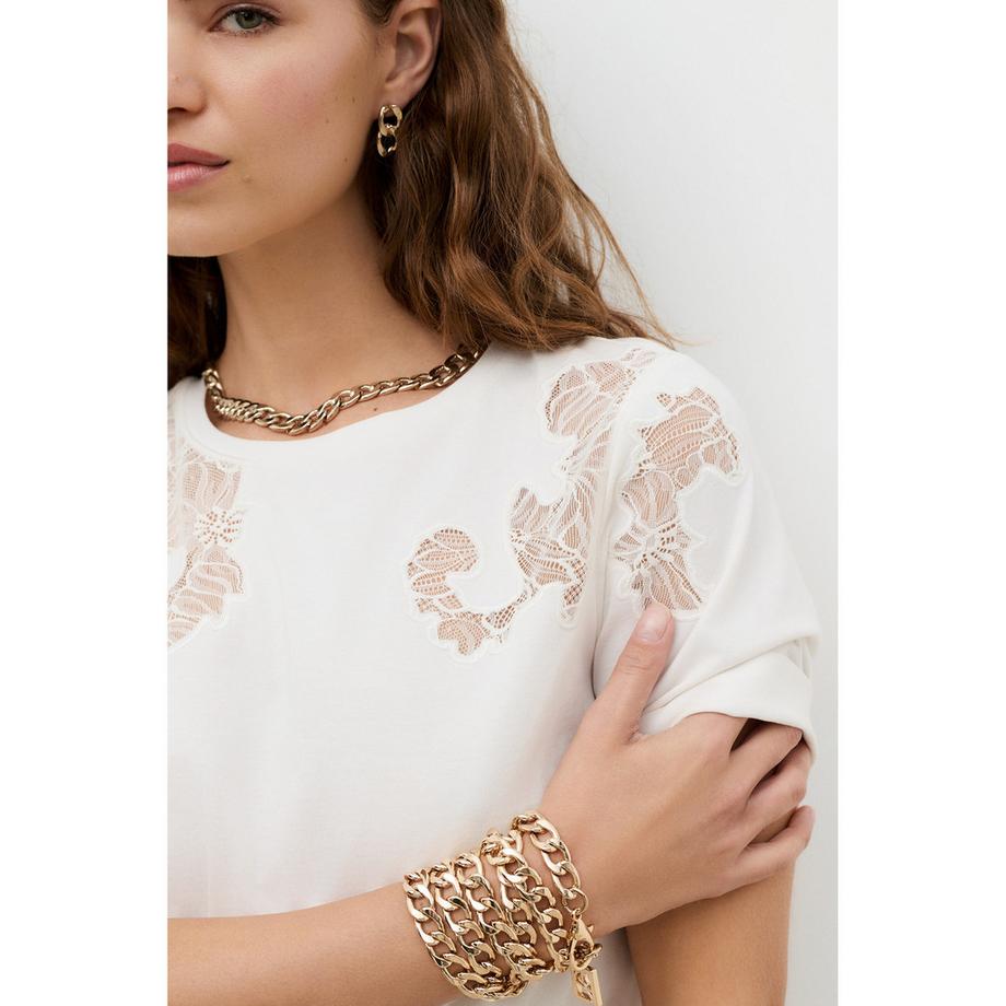 Caroll Kurzarm T-Shirt mit Spitzendetails  