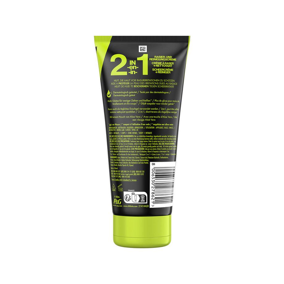 Gillette  Labs Body + Intimate : crème 2 en 1 pour le rasage et le nettoyage à l'aloe vera 