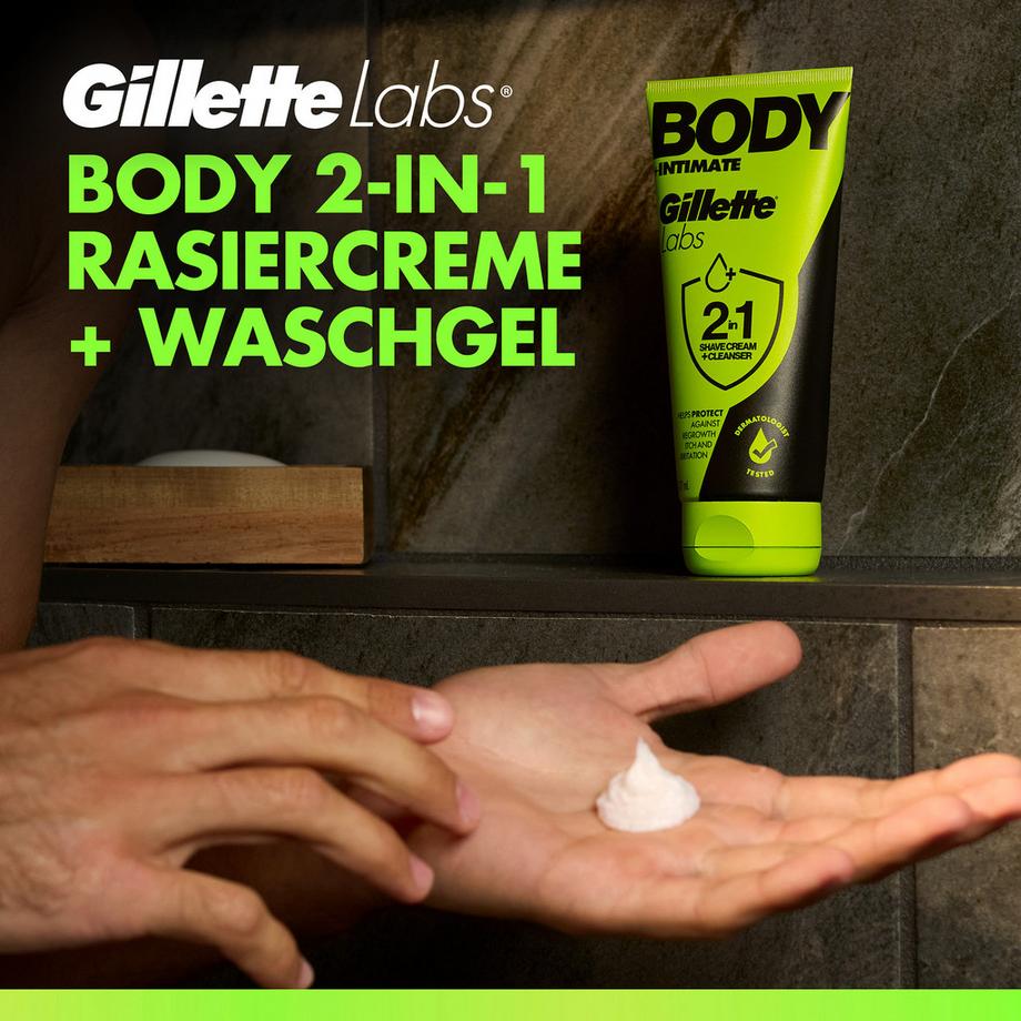 Gillette  Labs Body + Intimate : crème 2 en 1 pour le rasage et le nettoyage à l'aloe vera 