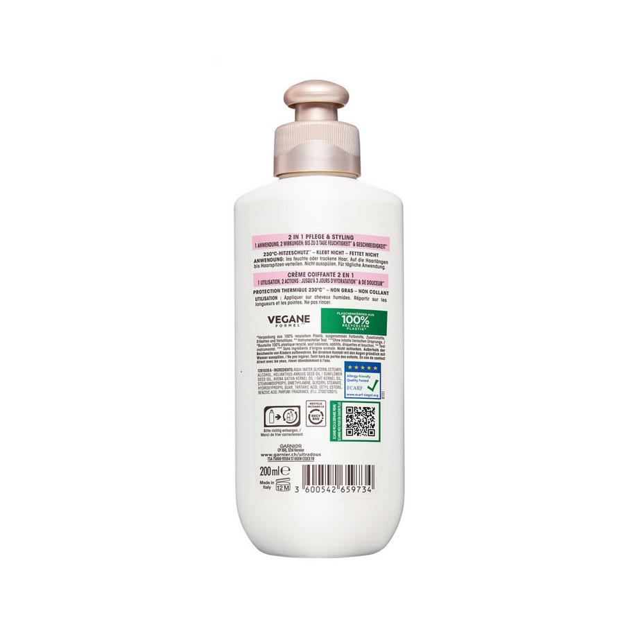 GARNIER  Crème Leave-In 2-en-1 Soin & Styling Lait d’avoine doux 