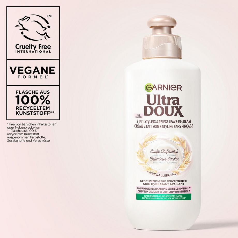 GARNIER  Crème Leave-In 2-en-1 Soin & Styling Lait d’avoine doux 