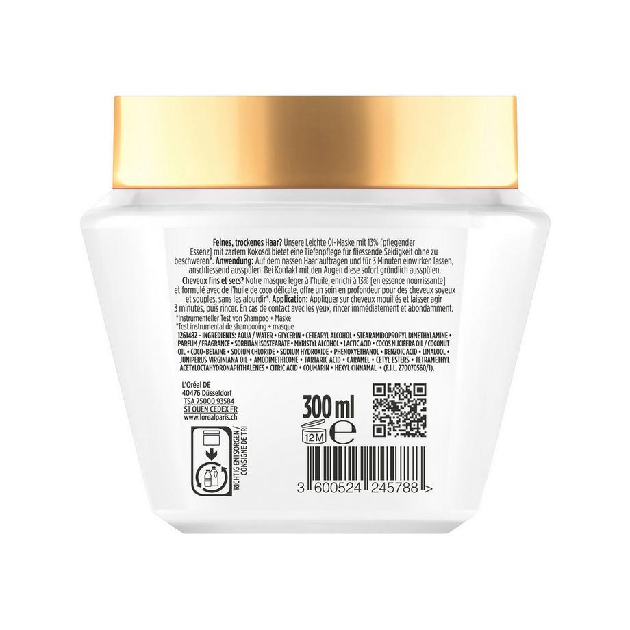 ELSEVE  Masque à l’huile légère Extraordinaire Coco pour cheveux fins et secs 