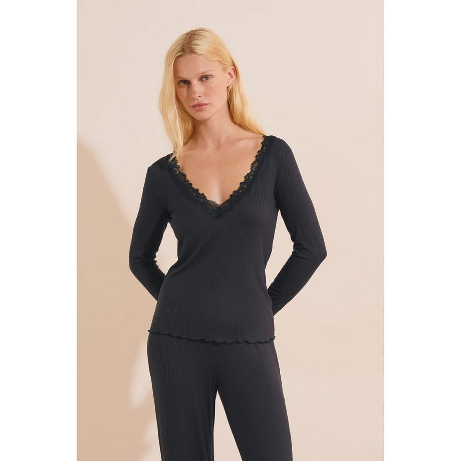 Etam Pyjama-Set avec bordure en dentelle  