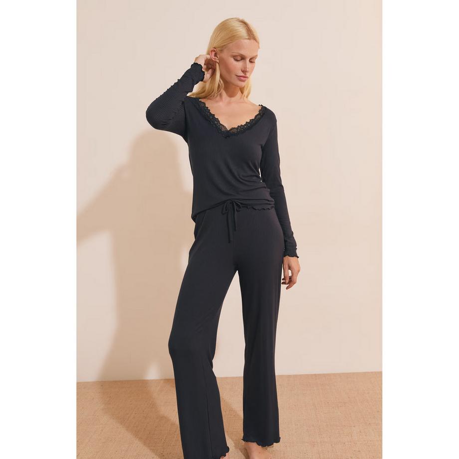 Etam Pyjama-Set avec bordure en dentelle  