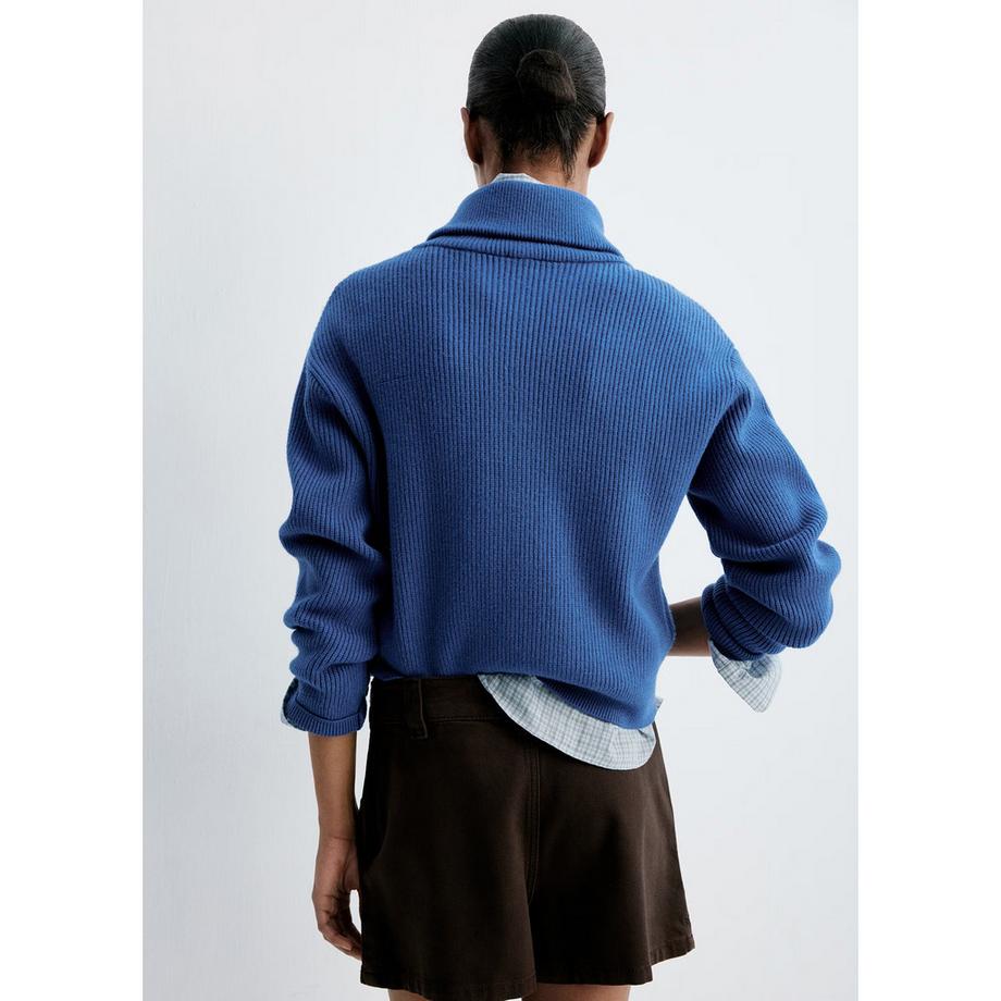MANGO RIZON Pull à col montant et demi-zip côtelé  