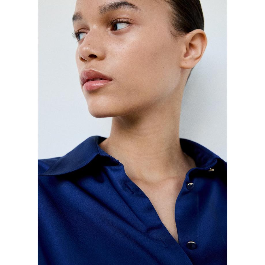 MANGO Chemisier à manches longues Ideale avec ourlet asymétrique  