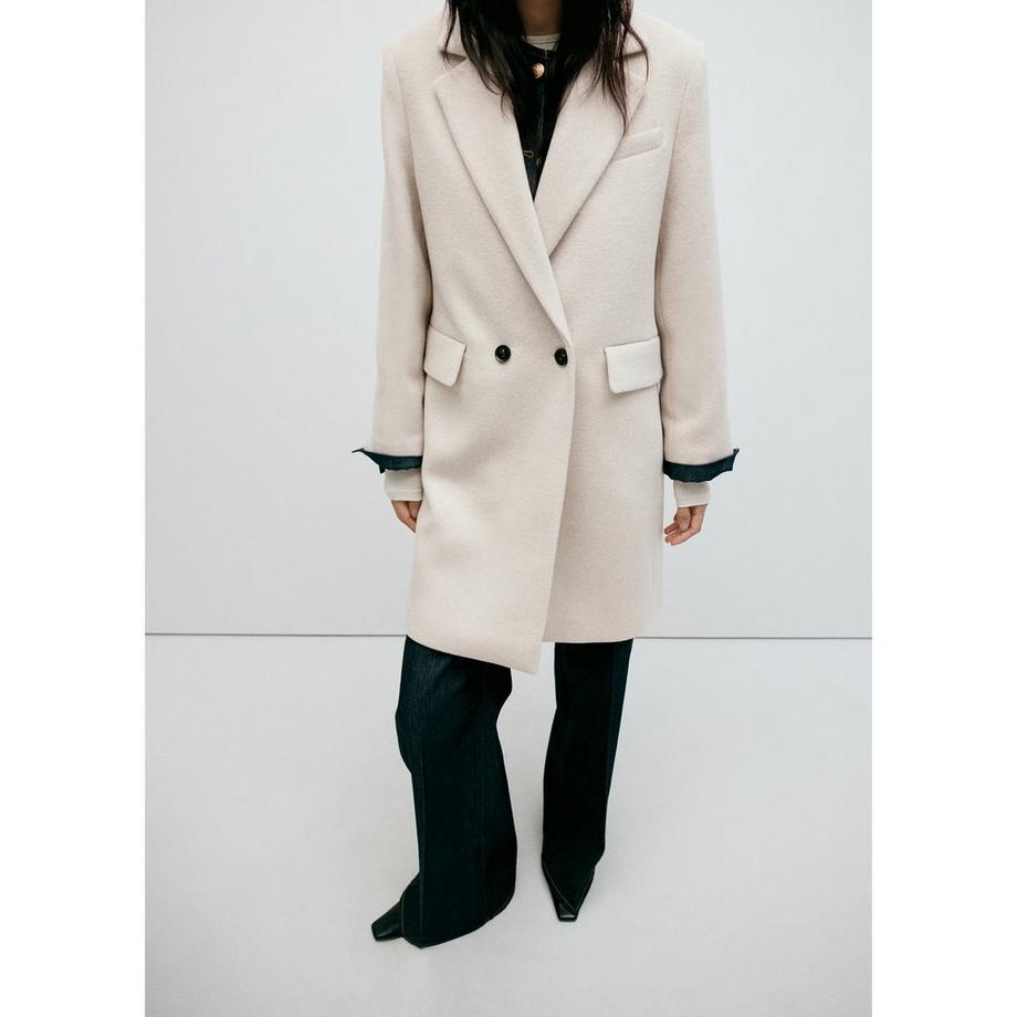 MANGO DALI Cappotto lungo doppiopetto con collo a revers  