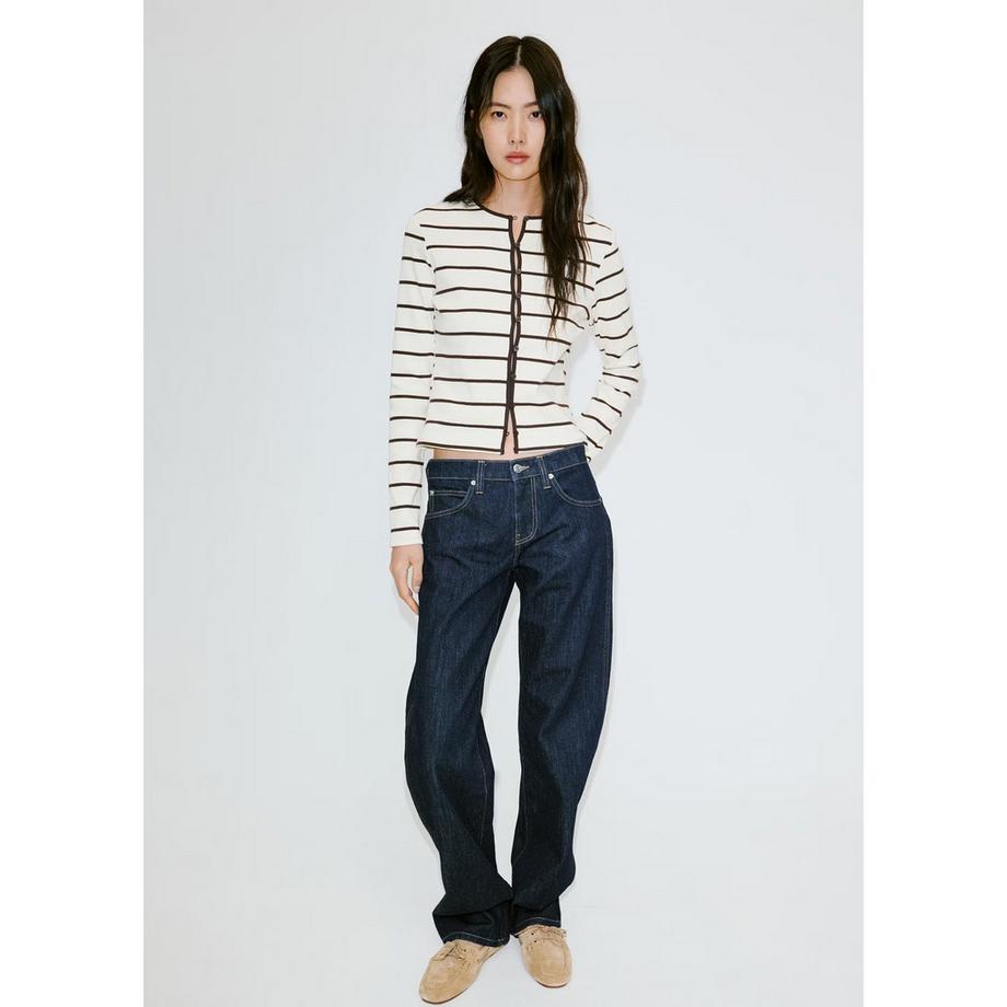 MANGO PORT Gestreifter Cardigan mit Knopfverschluss  