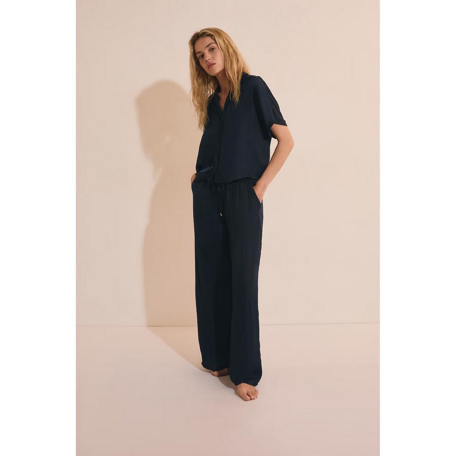 Etam Pantaloni Larghi Satinati con Coulisse  