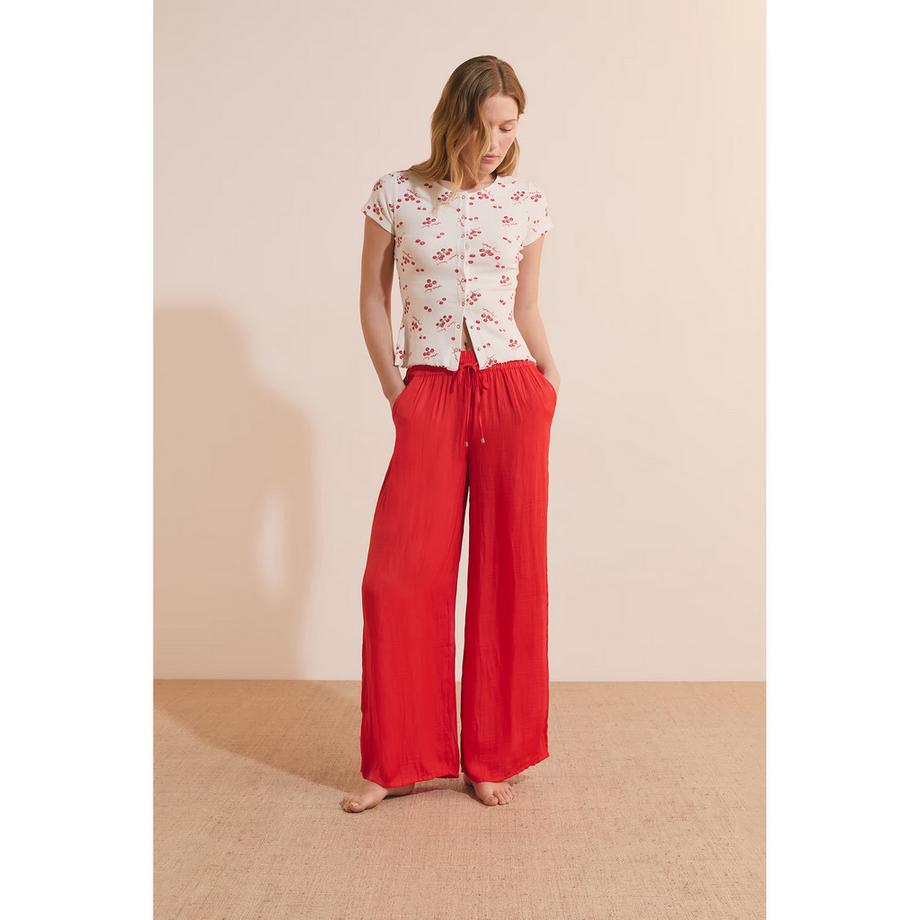 Etam Pantaloni Larghi Satinati con Coulisse  
