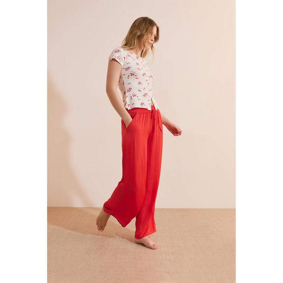 Etam Pantaloni Larghi Satinati con Coulisse  