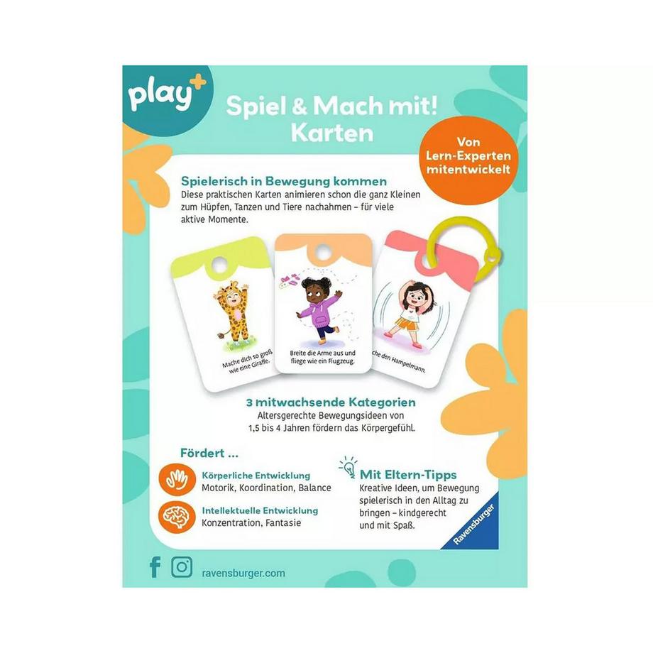 Ravensburger  Spiel und Mach mit! Karten: Hüpfen, tanzen & bewegen, tedesco 