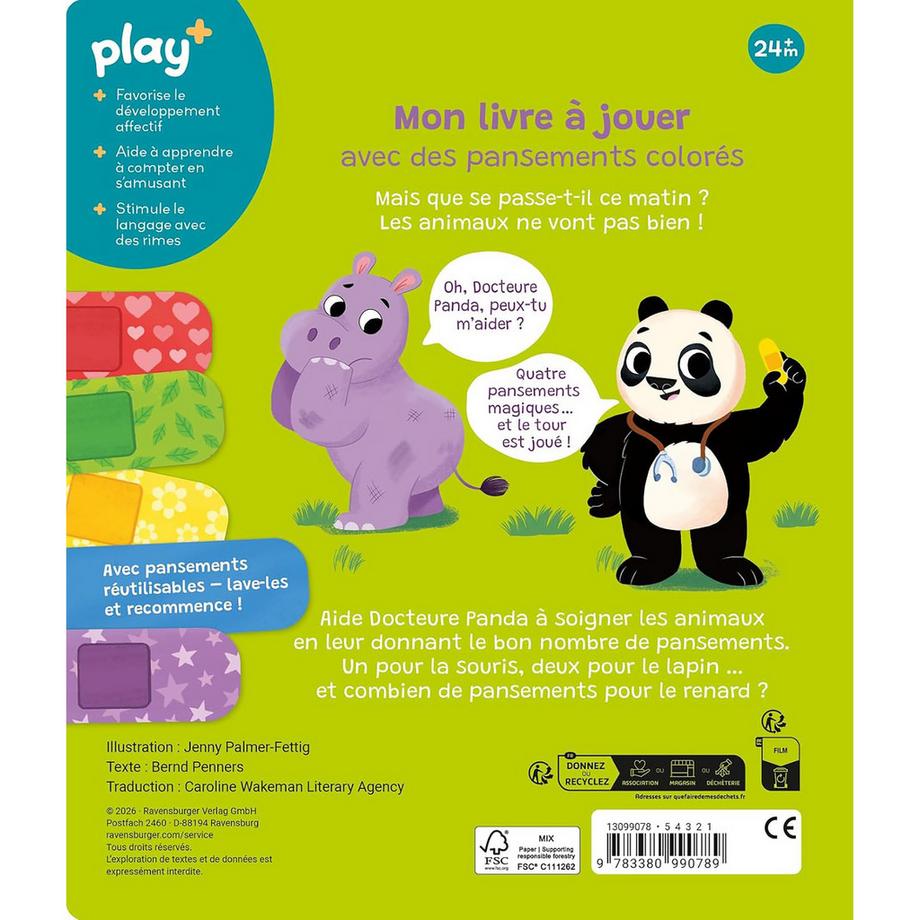 Ravensburger  Un bobo ? Un pansement rigolo ! – Mon livre à jouer, Französisch 