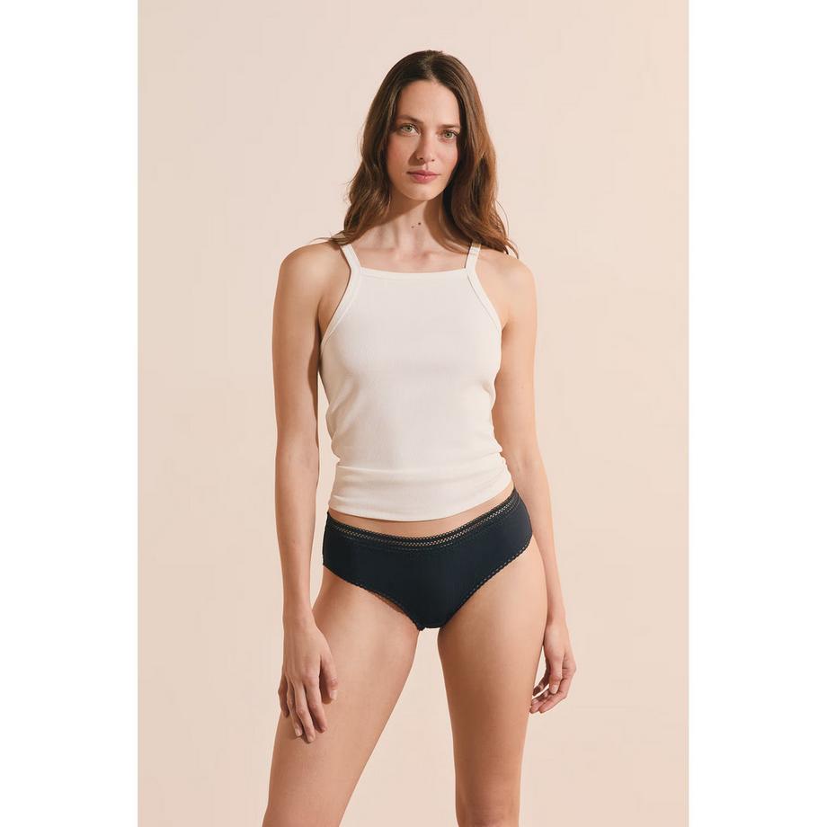 Etam Gerippte Slips mit Spitzenbesatz  