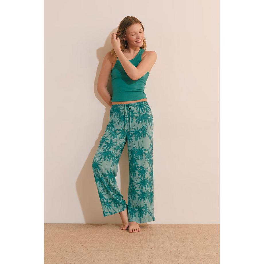 Etam SOLARIS Hose mit Palmenprint und weitem Bein  