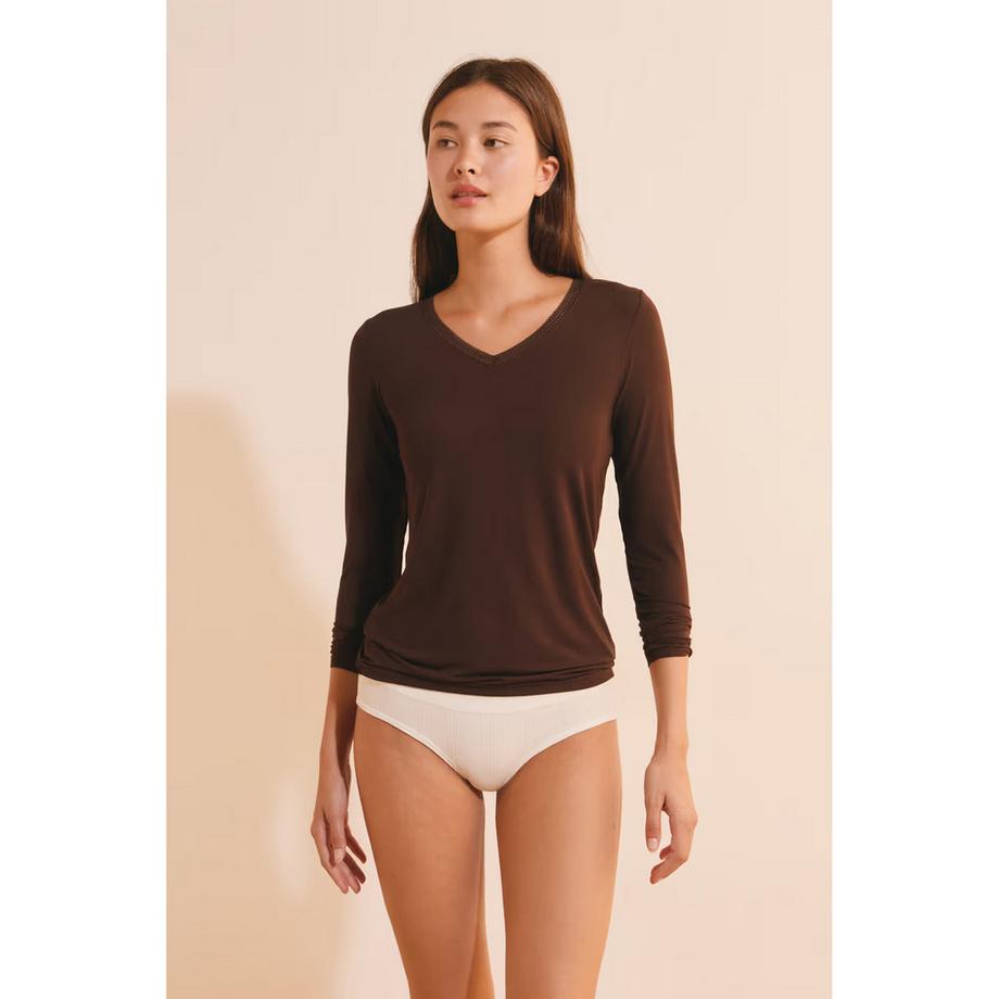 Etam Langarm V-Ausschnitt T-Shirt  