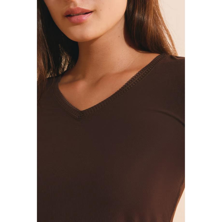 Etam Langarm V-Ausschnitt T-Shirt  