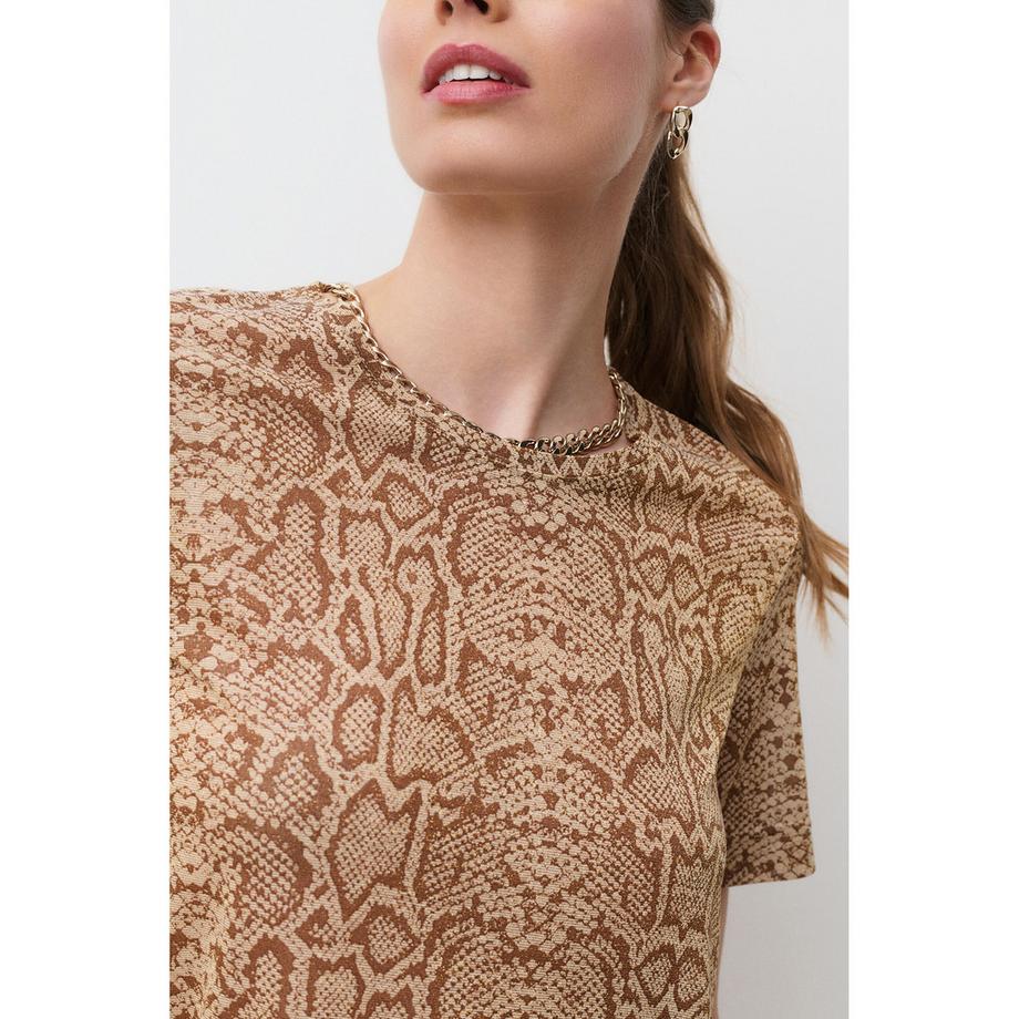 Caroll T-shirt imprimé serpent manches courtes  