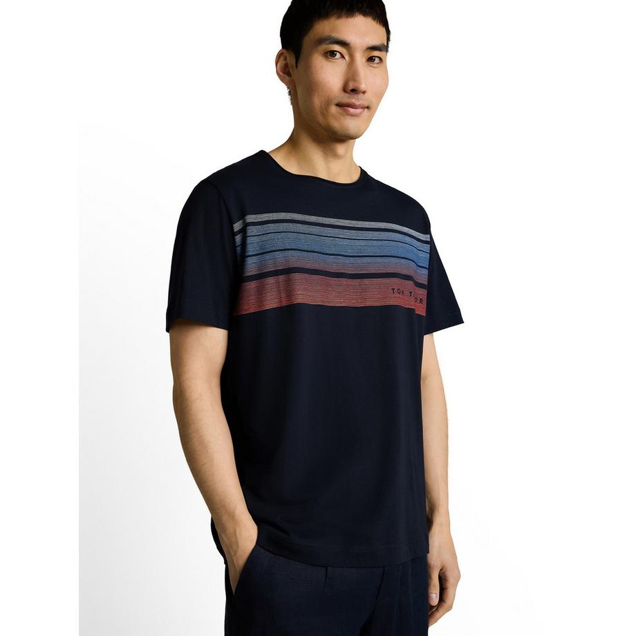 TOM TAILOR T-shirt rayé à manches courtes  