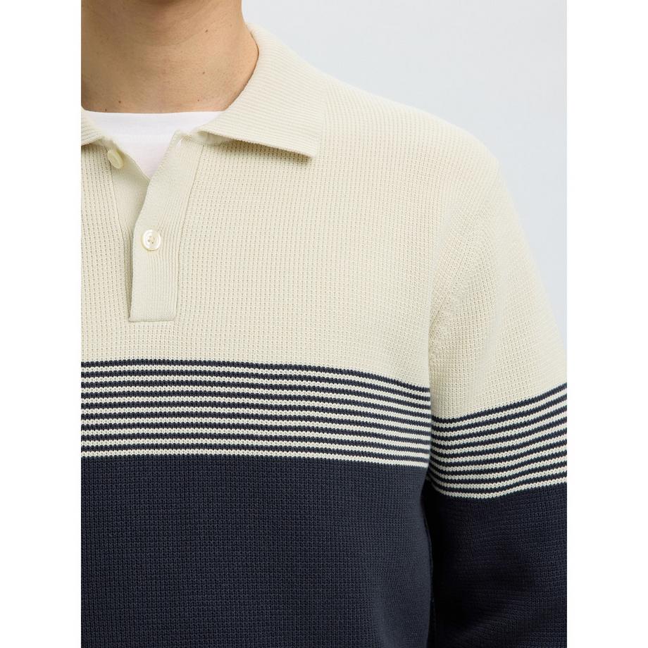 SELECTED Pull à col polo rayé  