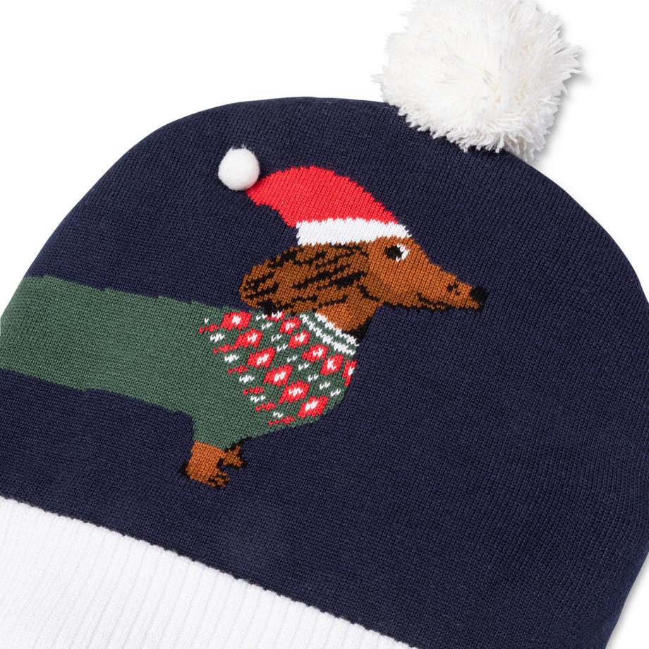Manor Man Bonnet de Noël Dachshund avec pompon  