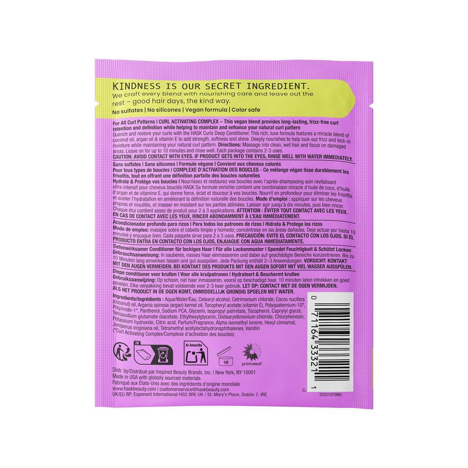 HASK  Sachet de soin profond Curls aux huiles de noix de coco, d'argan et de vitamine E 