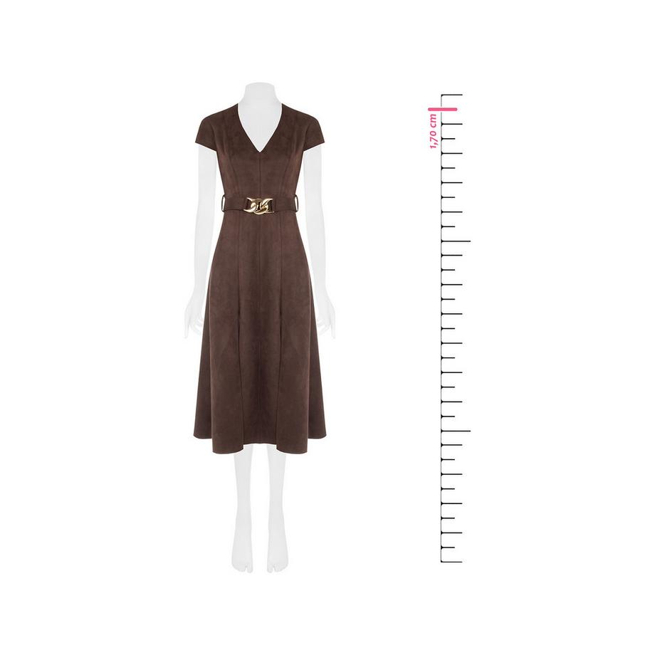 RINASCIMENTO Robe à Col en V Manches Courtes avec Ceinture  