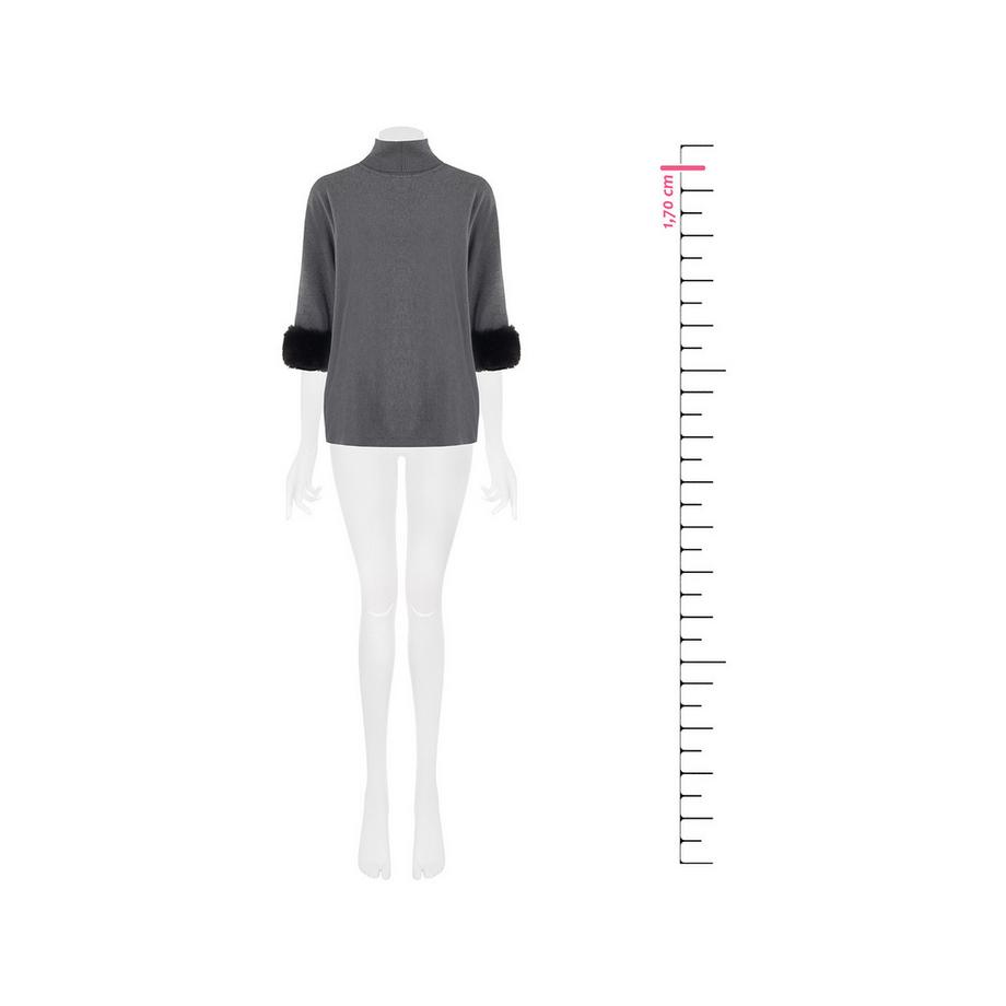 RINASCIMENTO Pull col roulé tricoté avec poignets en fausse fourrure  