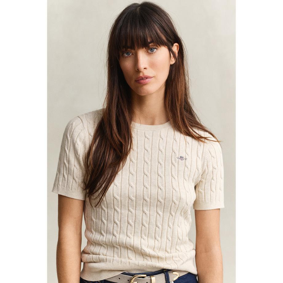 GANT T-shirt à manches courtes en maille torsadée  