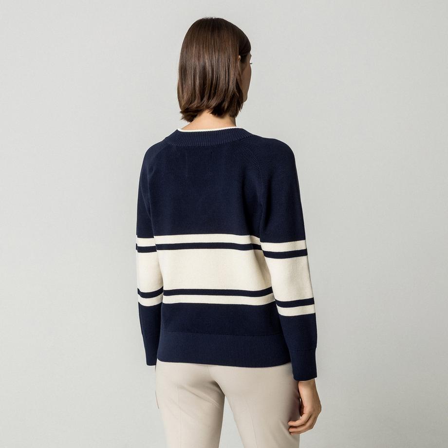 GANT Pull col en V rayé avec logo brodé  