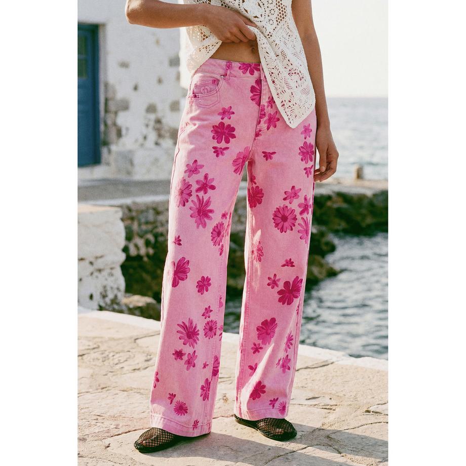 Desigual Jeans stampa floreale gamba larga  