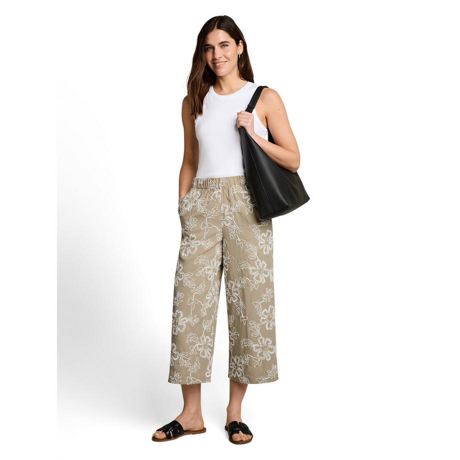 TOM TAILOR Pantalon Cropped Brodé Floral  