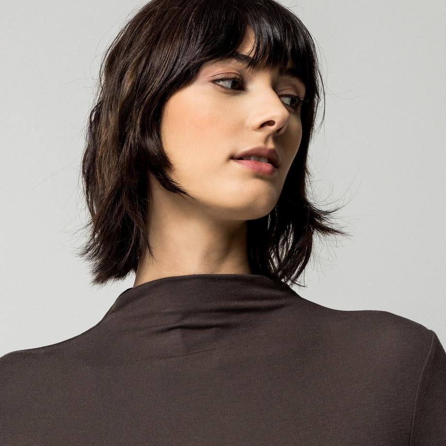Manor Woman Langarm T-Shirt mit Stehkragen  