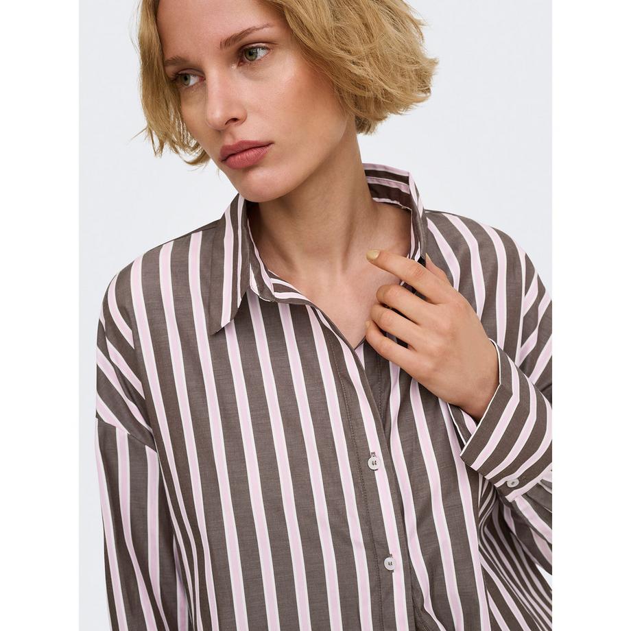 ONLY Blouse à manches longues rayée avec fermeture boutonnée  