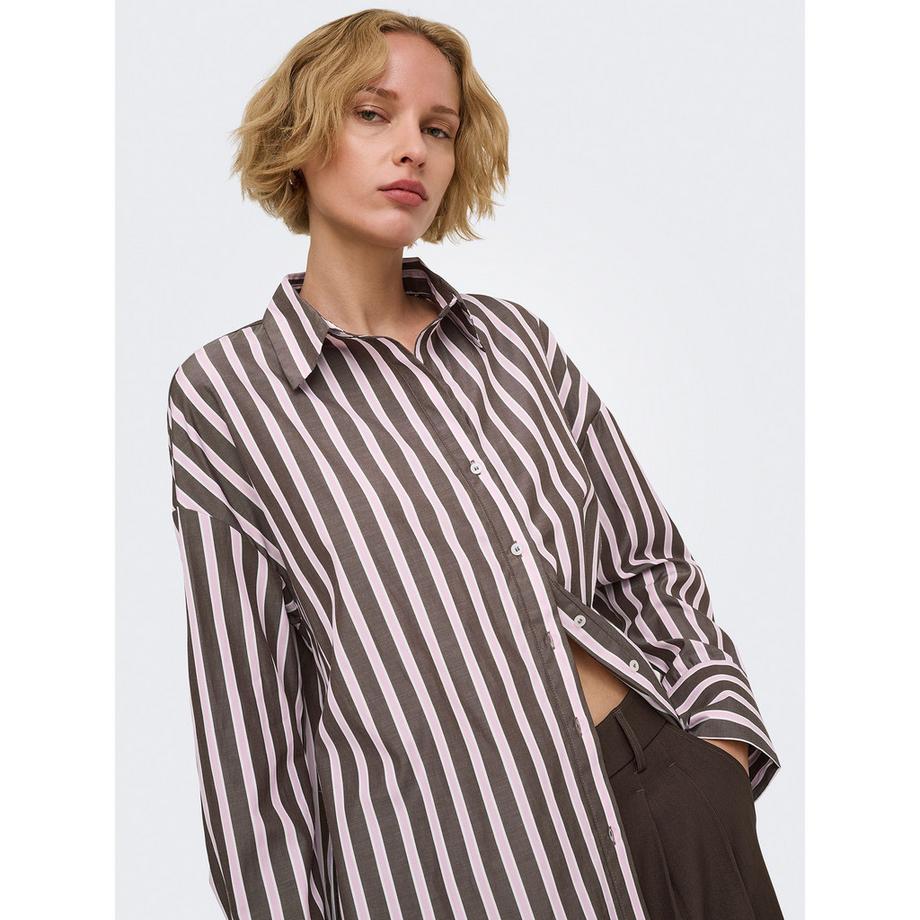 ONLY Blouse à manches longues rayée avec fermeture boutonnée  
