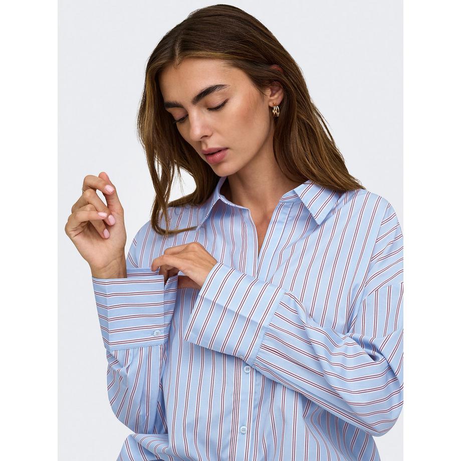 ONLY Blouse à manches longues rayée avec fermeture boutonnée  