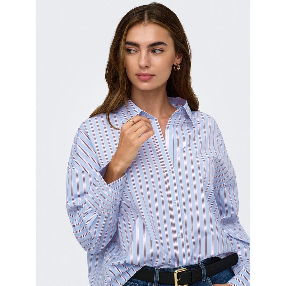 ONLY Blouse à manches longues rayée avec fermeture boutonnée  