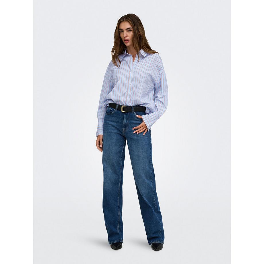 ONLY Blouse à manches longues rayée avec fermeture boutonnée  