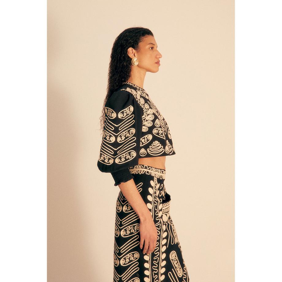 Sfera Blouse à motifs avec manches bouffantes  
