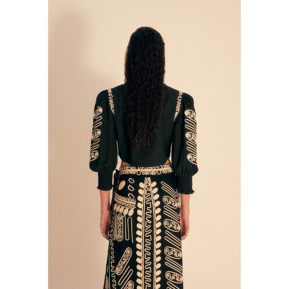 Sfera Blouse à motifs avec manches bouffantes  