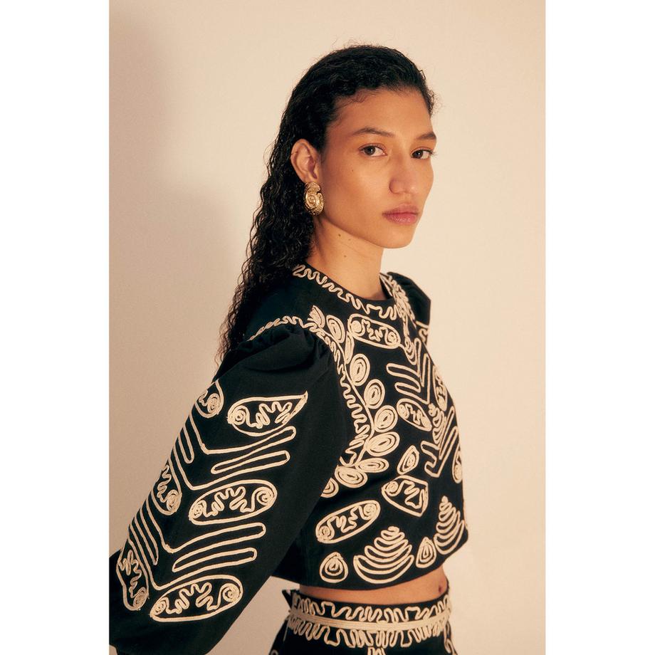 Sfera Blouse à motifs avec manches bouffantes  